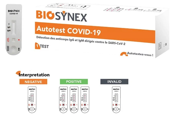 Test sierologico rapido covid-19 biosynex autodiagnostico determinazione qualitativa anticorpi igg/igm anti sars-cov-2 nel sangue mediante immunocromatografia