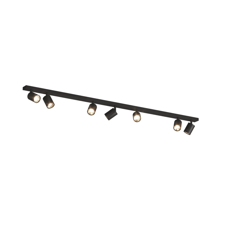 Faretto a spot moderno 7 luci cilindro orientabili GU10 larghezza 142cm