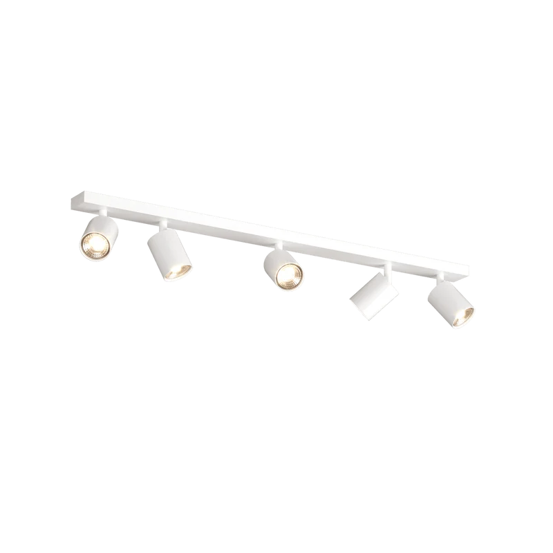 Faretto a spot moderno 5 luci orientabili cilindro GU10 larghezza 82cm