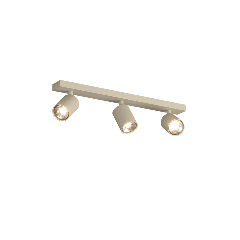 Plafoniera con 3 faretti cilindro orientabili GU10 larghezza 46cm