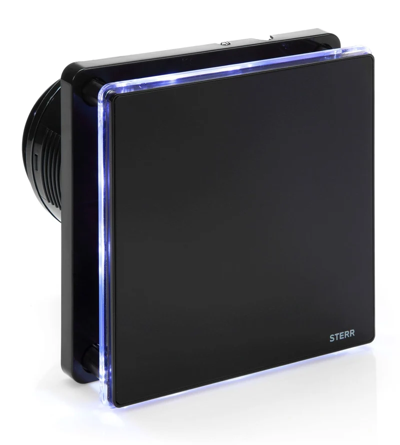 STERR BFS100LH-B – 100 mm Aspiratore da Bagno, LED + con sensore umidità, 90 m³/h, Nero