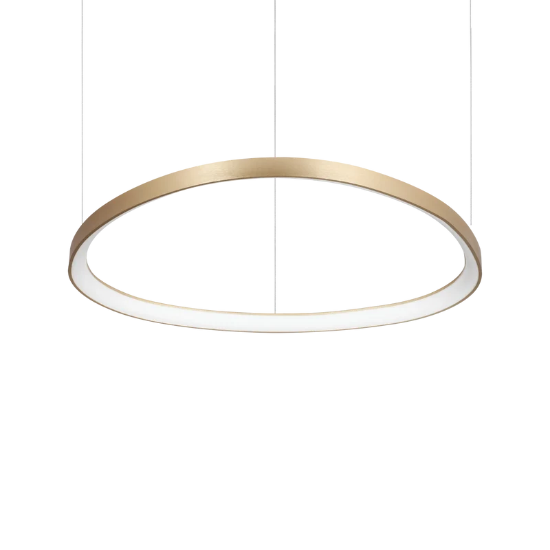 Sospensione stile moderno led e struttura in metallo placcato ottone