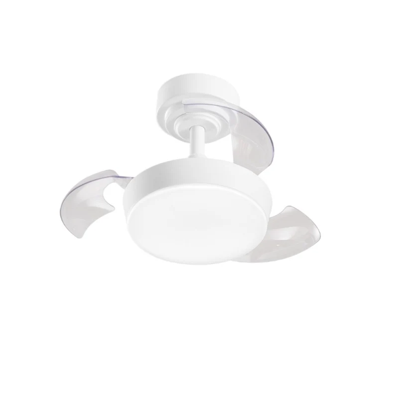 Ventilatore da soffitto 13mq bianco con pale trasparenti a scoparsa