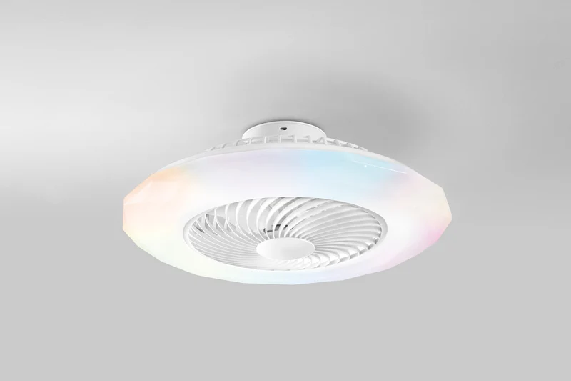 Ventilatore da soffitto con luce led colorata e telecomando in pc e acrilico