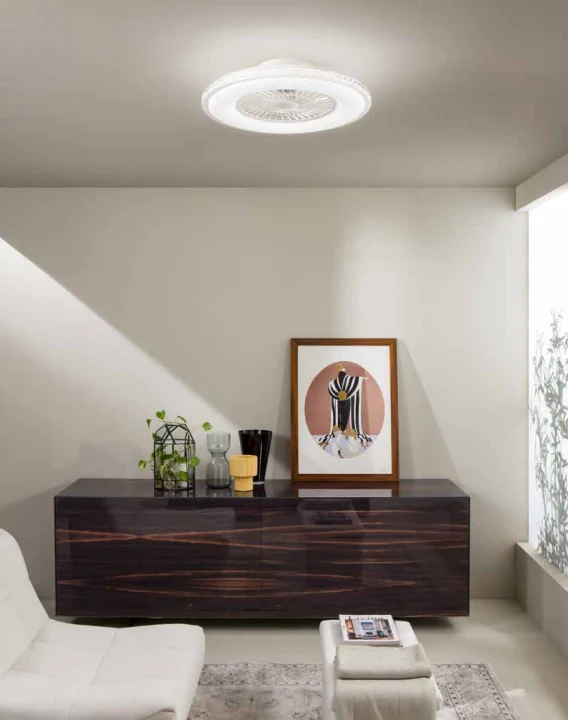 Ventilatore da soffitto bianco con effetto cielo stellato luce led RGB e dimmerabile