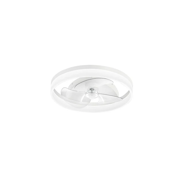 Plafoniera ventilatore in alluminio bianco e luce led dimmerabile diametro 50cm