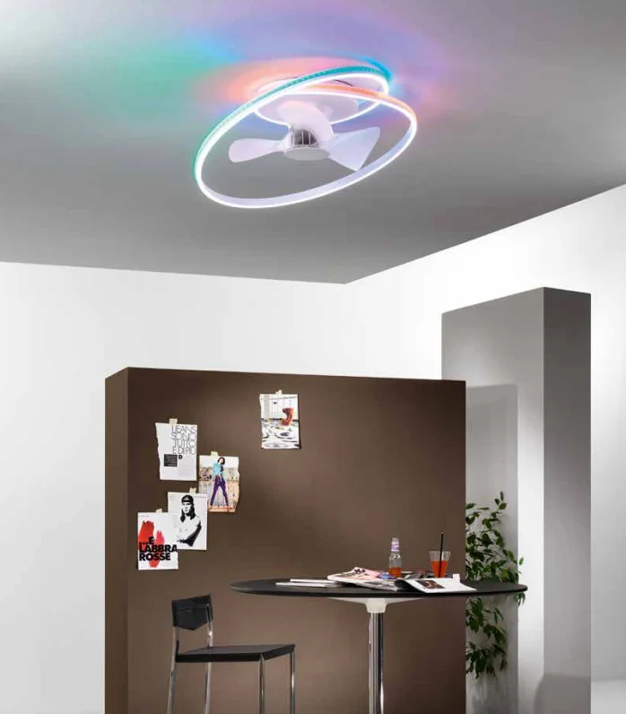 Plafoniera con ventilatore bianco con luce led dimmerabile e RGB