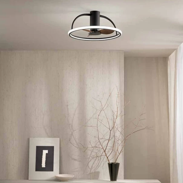 Plafoniera con ventilatore in alluminio con telecomando luce led