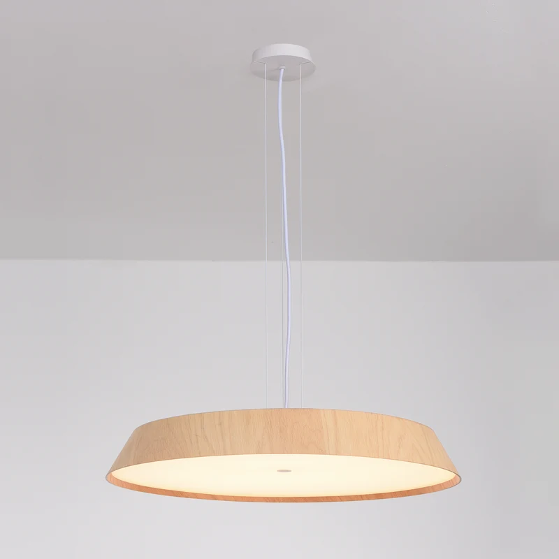 Sospensione in legno rotonda led 50w dimmerabile per cucina