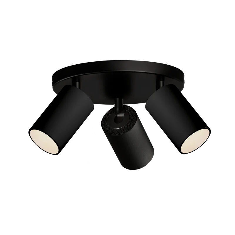 Plafoniera da soffitto con 3 faretti orientabili nera o bianca moderna