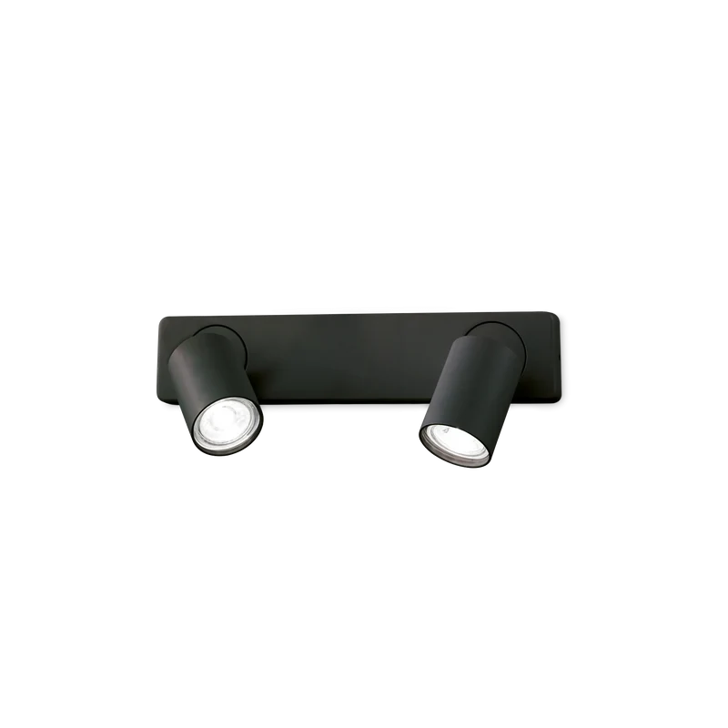 Applique da parete 2 luci orientabili in metallo nero
