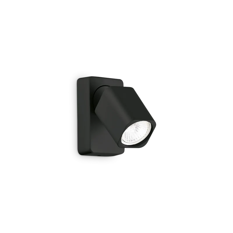 Faretto quadrato da parete in metallo nero lampadina GU10 max 35W