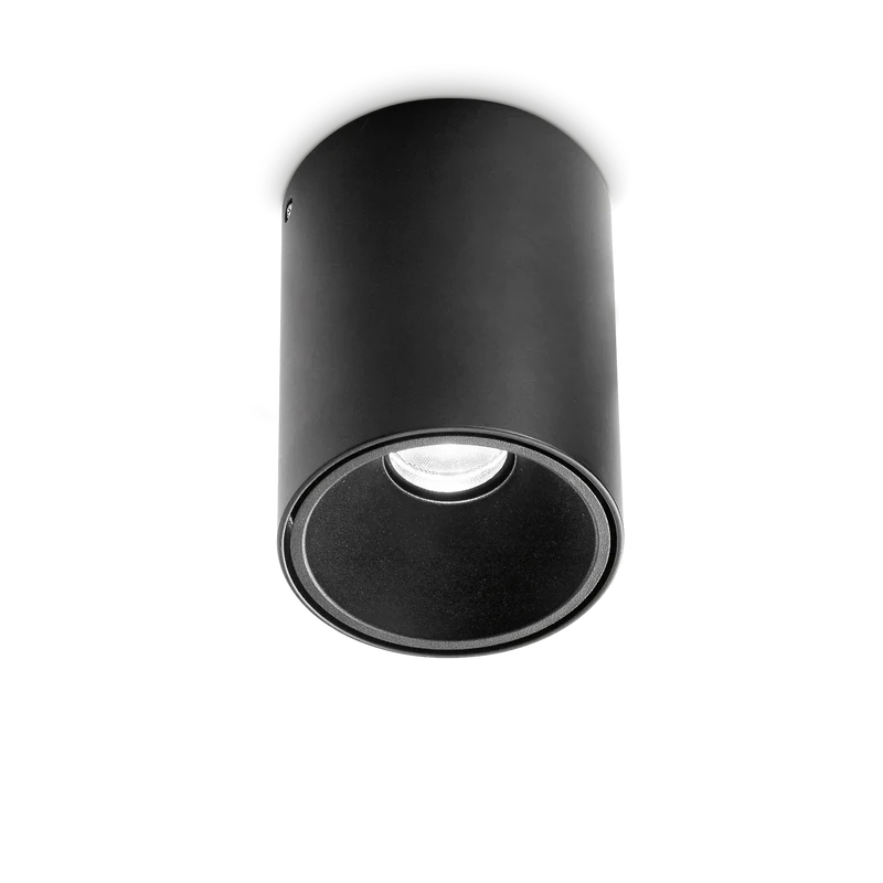 Faretto soffitto cilindro diametro 9cm o 10cm nero metallo led 3000k