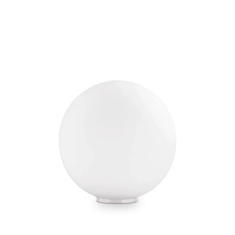 Lampada da tavolo a forma di sfera in vetro soffiato bianca