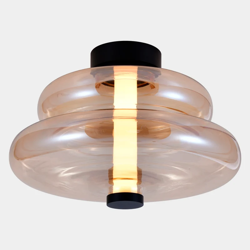 Plafoniera da soffitto moderna led con vetro ambrato o fumee