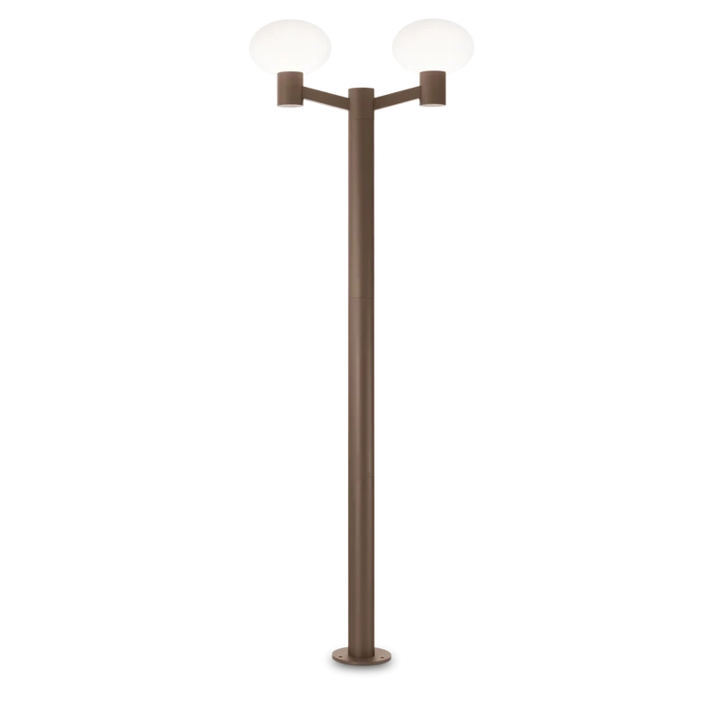 Lampione da giardino color caffè alto 197cm con 2 luci