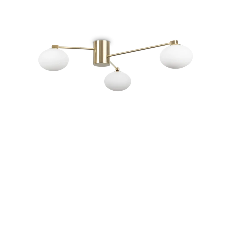 Plafoniera moderna con 3 luci ottone e bianco