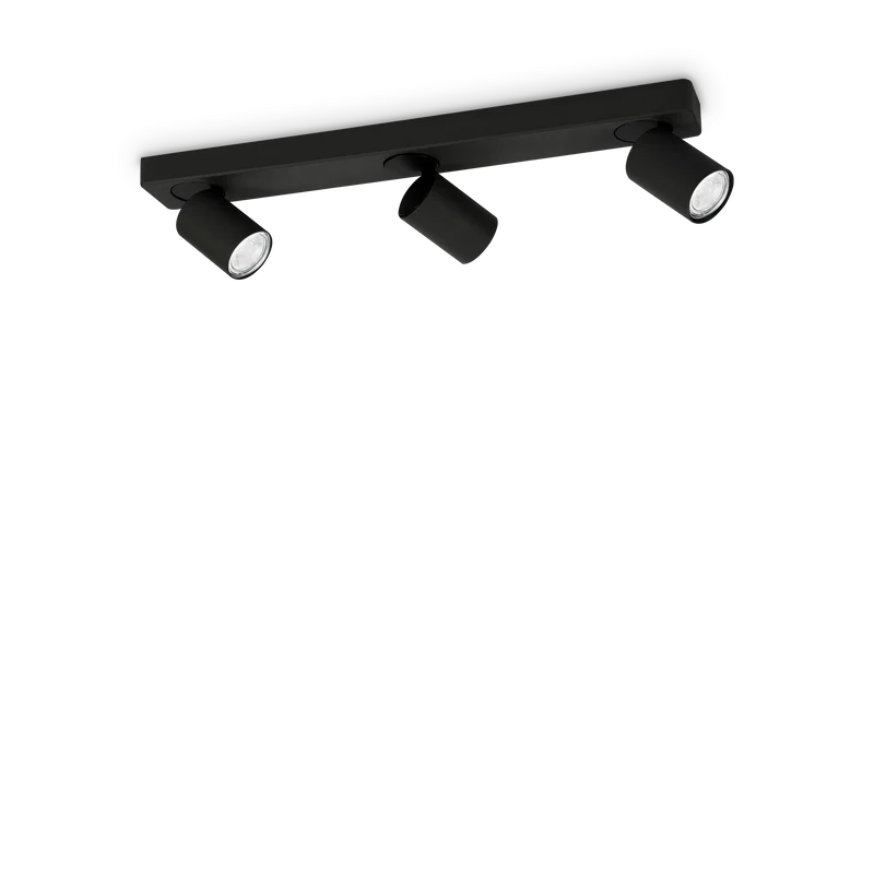 Plafoniera da soffitto 3 luci orientabili cilindri nero o bianco