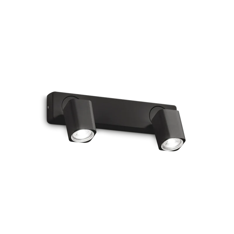 Applique moderna con 2 luci GU10 orientabili metallo nero per interno