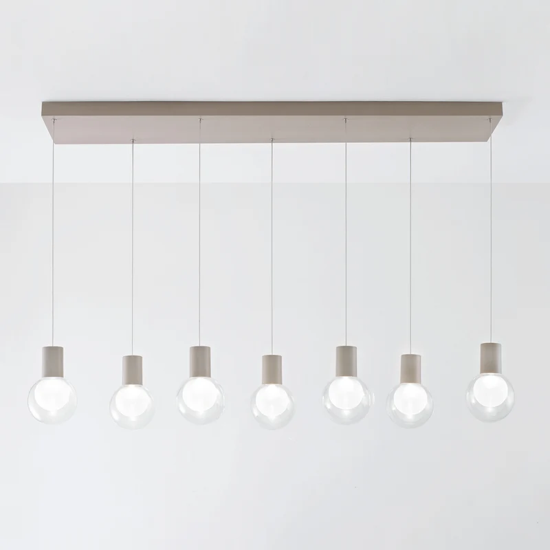 Sospensione lineare per cucina 7 luci led struttura champagne