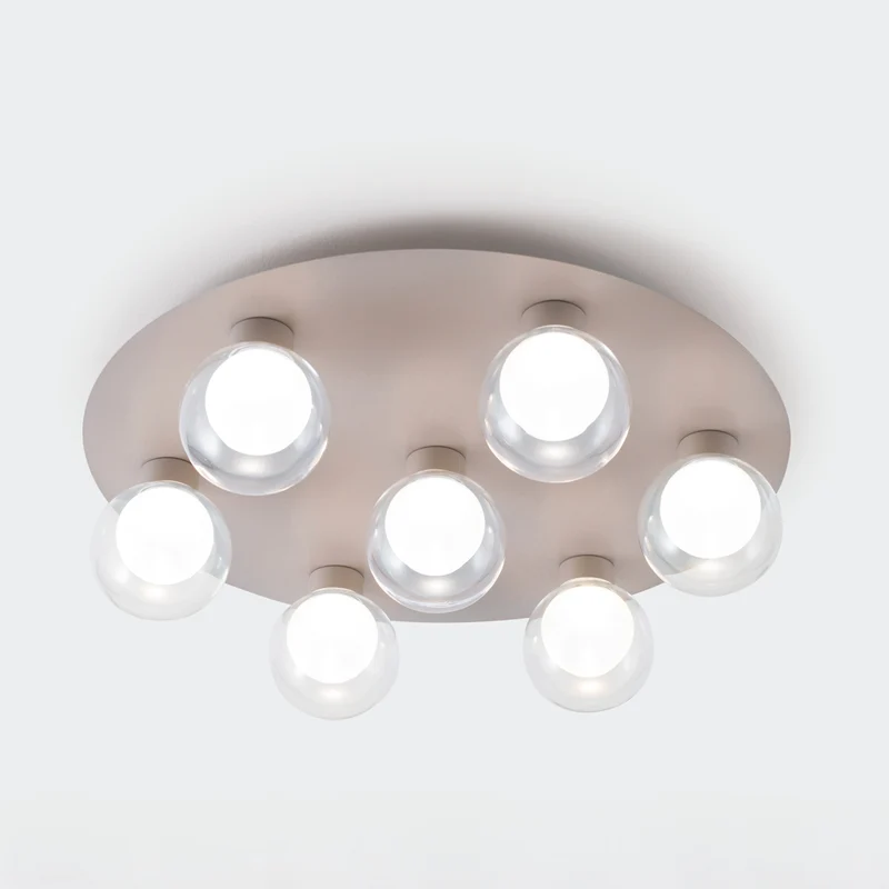 Plafoniera per interno led con 7 luci diffusore trasparente