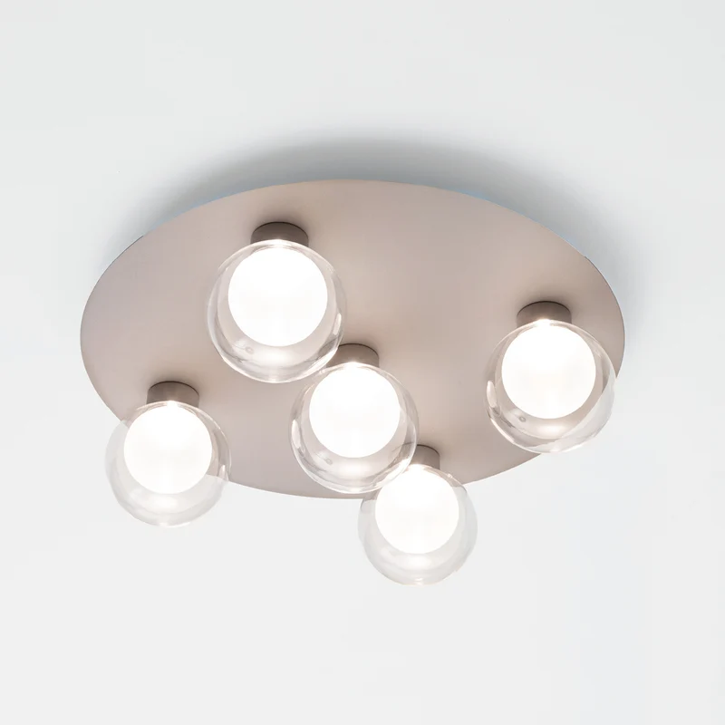 Lampada da soffitto con 5 luci led struttura colore champagne