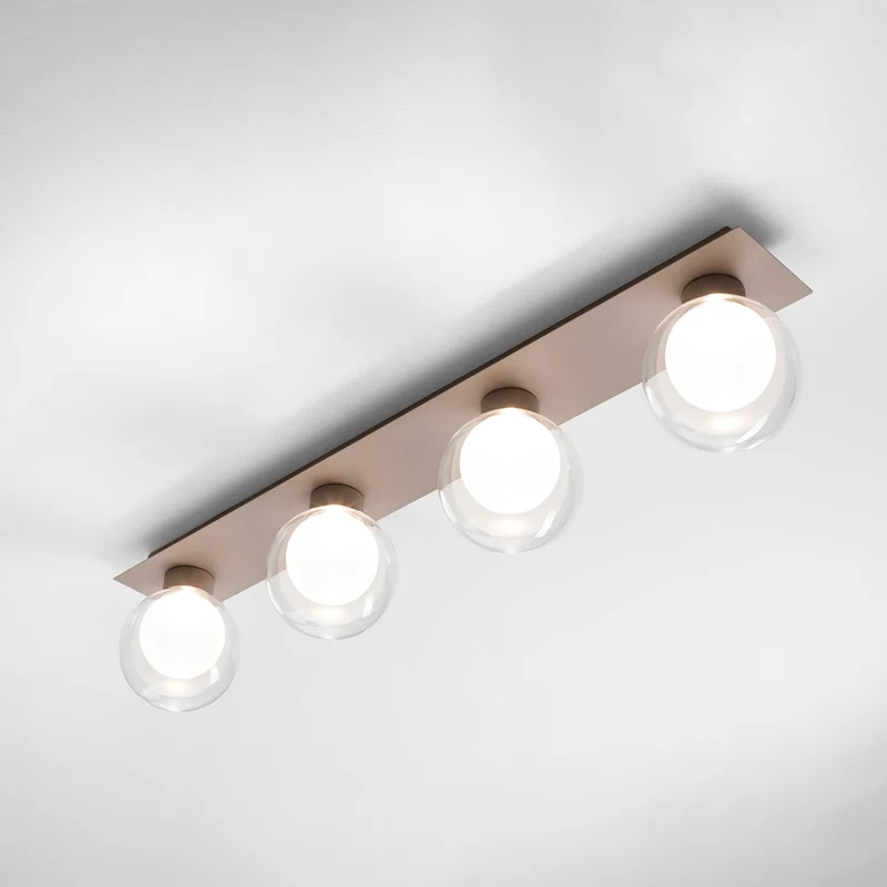 Plafoniera rettangolare colore champagne con 4 luci led
