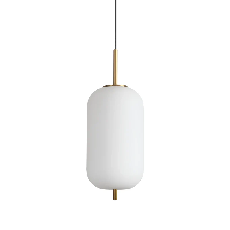 Sospensione led oro e diffusore vetro bianco