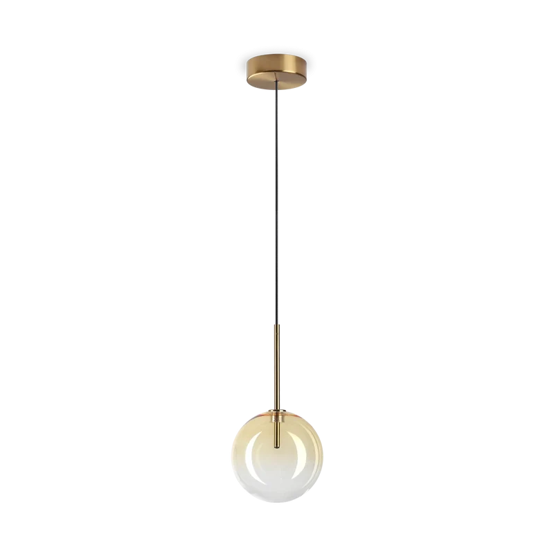 Lampada sospensione pendente ottone sfera vetro di vetro