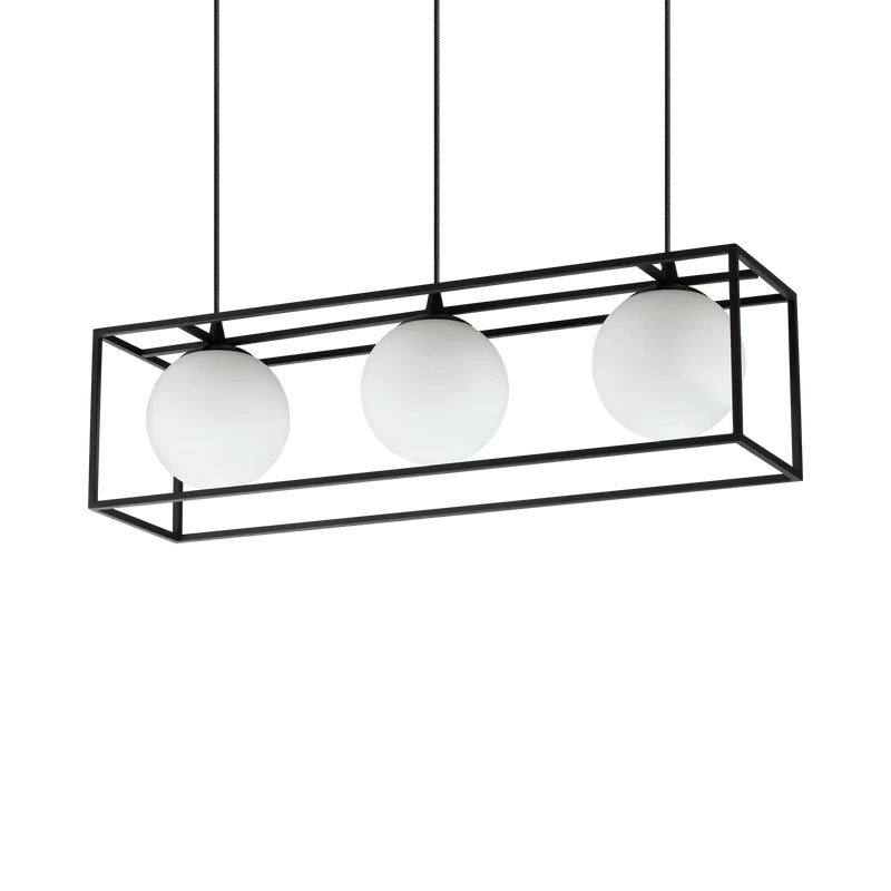 Lampadario stile moderno con 3 luci nero ottone