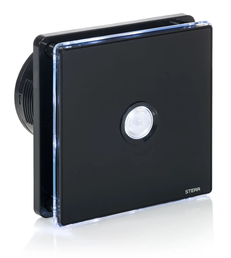 STERR BFS100LP-B – 100 mm Aspiratore da Bagno, LED + Sensore di movimento, 90 m³/h, Nero