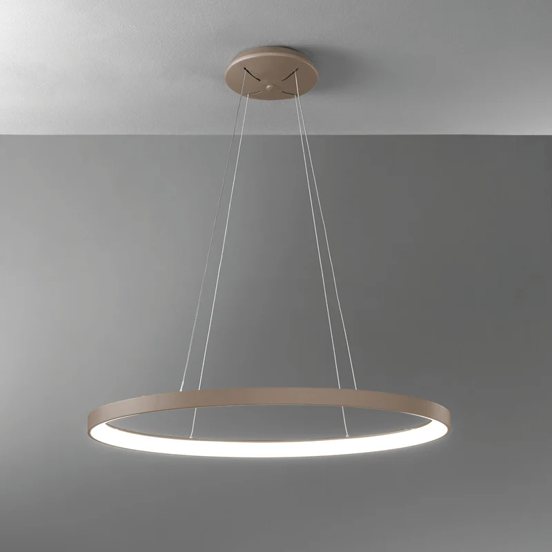 Sospensione circolare moderna led dimmerabile sabbia alluminio