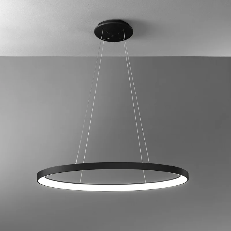 Sospensione moderna per salotto nera in alluminio led dimmerabile