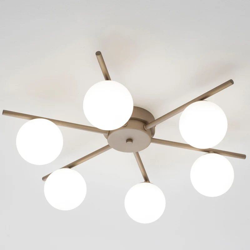 Plafoniera colore sabbia moderna 6 luci