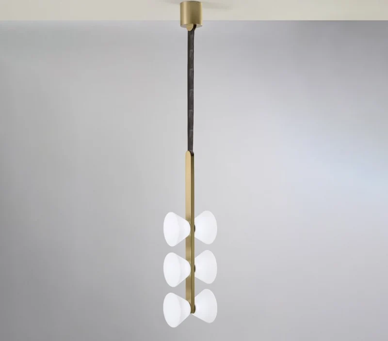 Sospensione oro spazzolato 6 luci led altezza 160cm