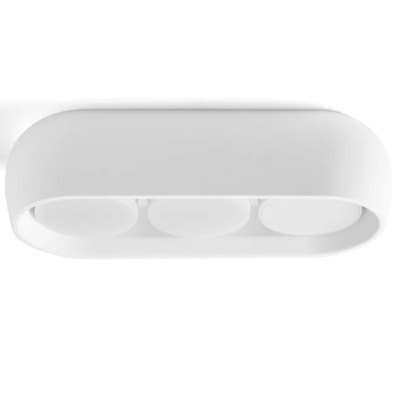 Plafoniera ovale design moderna di gesso bianco 3 luci