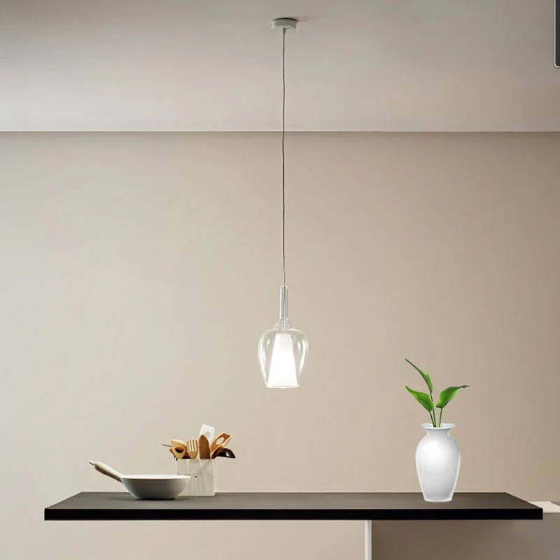 Sospensione per tavolo da pranzo o isola cucina 1 luce vetro colorato