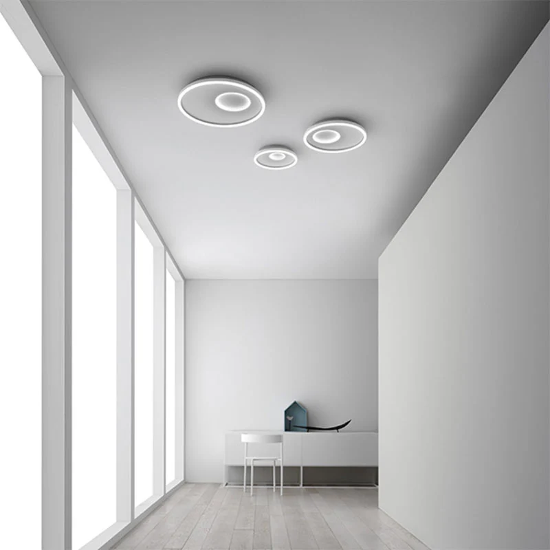 Plafoniera LED bianca due cerchi soggiorno moderno lampada soffitto