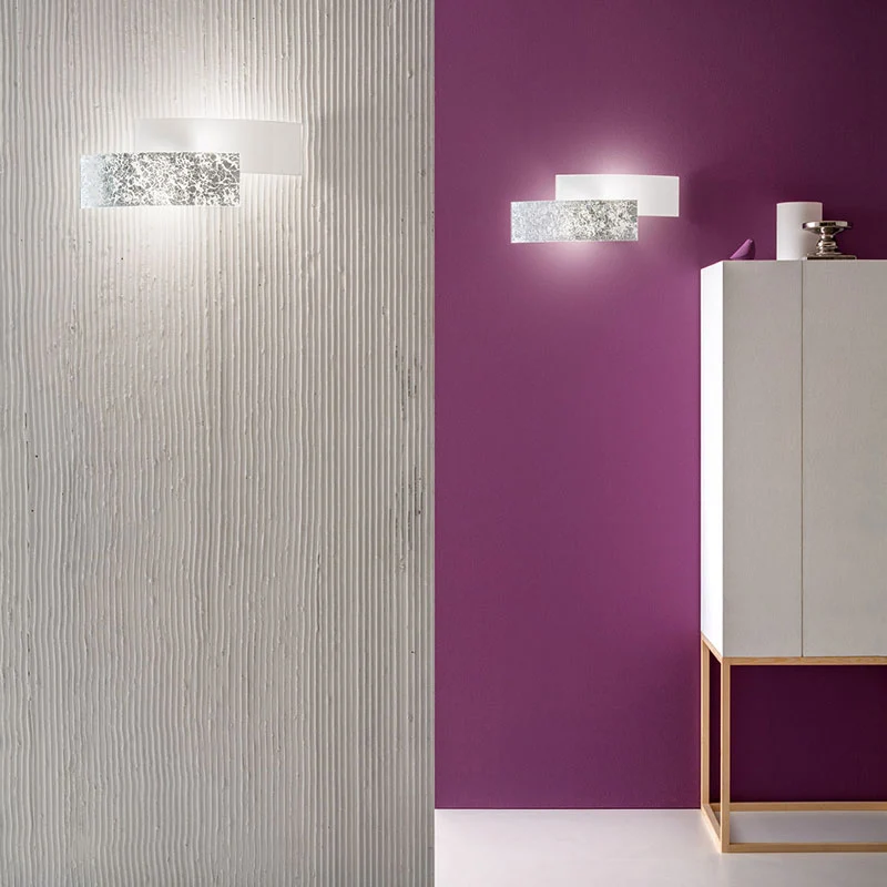 Applique in vetro foglia oro o foglia argento lampada da parete
