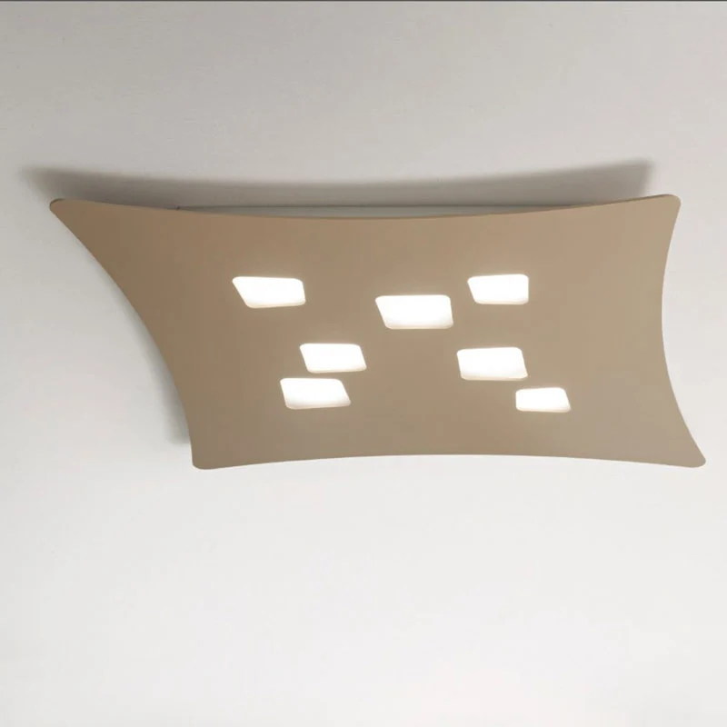 Plafoniera moderna tortora o bianca per ingresso metallo design sagomato
