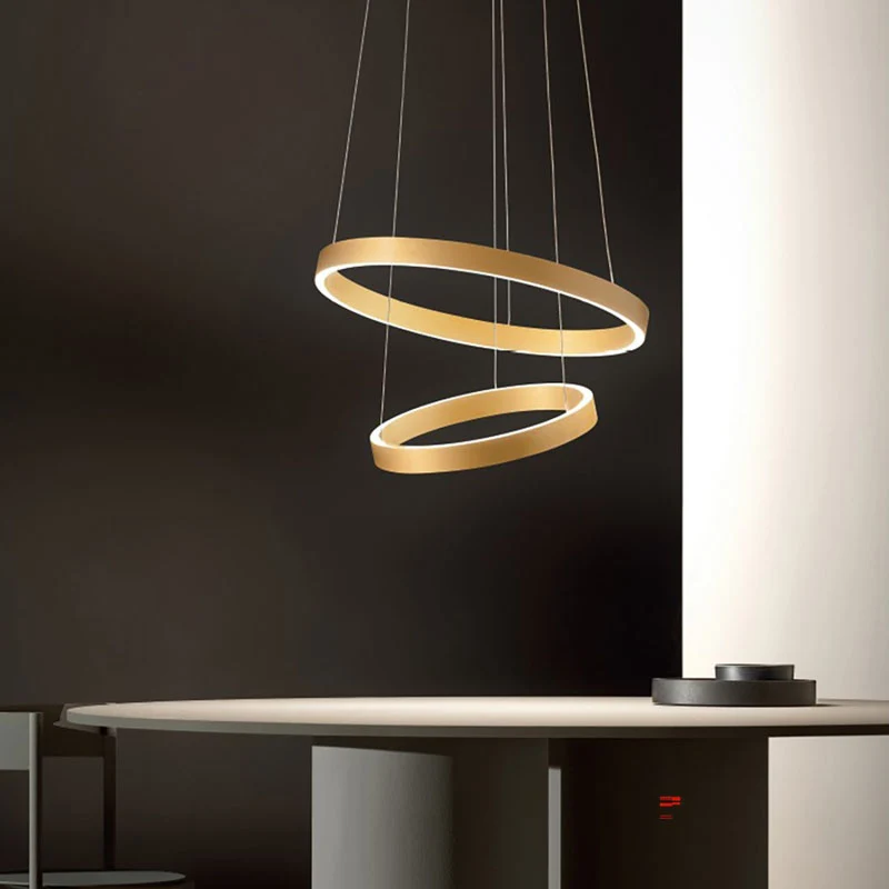 Lampadario moderno LED ad anello doppio o singolo luce biemissione