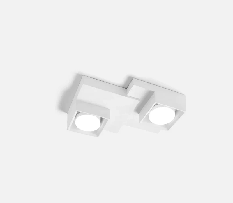Plafoniera gesso bianca pitturabile GX53 2 luci o 3 luci