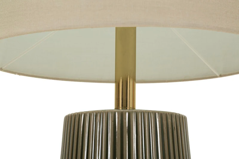 Lampada da Terra Harmony Ø35x112 cm in Ceramica e Ferro e Tessuto Verde