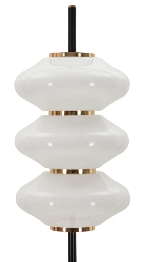 Lampada da Terra Vintage Ø30x168 cm in Ferro e Vetro Oro e Nero e Bianco