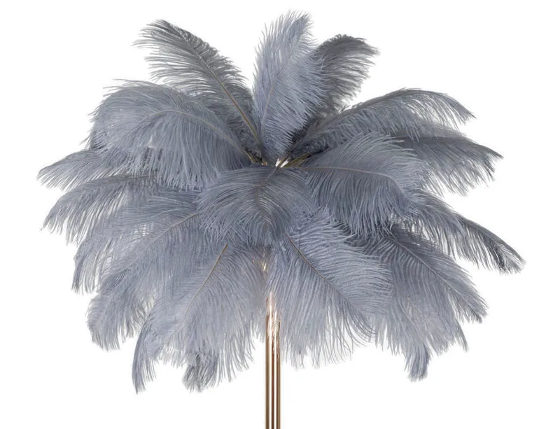 Lampada da Terra Palm Grigia Ø55x160 cm in Ferro e Plastica Oro e Grigio