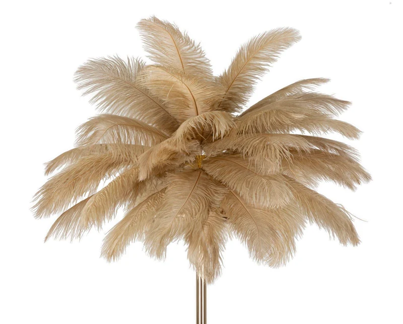 Lampada da Terra Palm Cammello Ø55x160 cm in Ferro e Plastica Oro e Cammello
