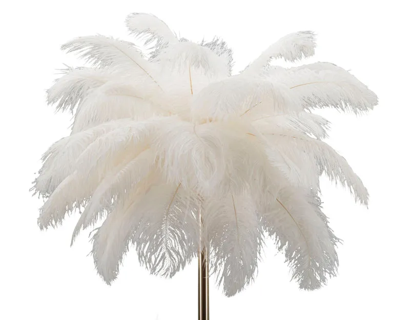 Lampada da Terra Palm Bianca Ø55x160 cm in Ferro e Plastica Oro e Bianco
