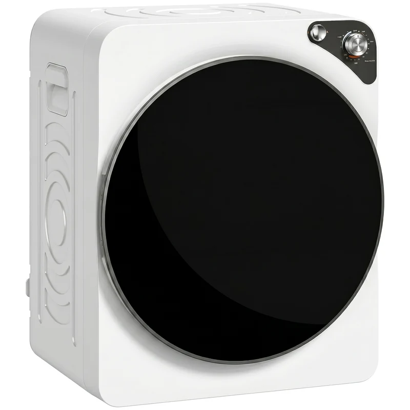 Asciugatrice Portatile 49x43x61 cm Potenza 1000W con 5 Programmi e Timer in PCM e Acciaio Inox Bianco