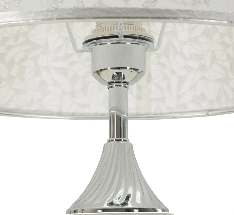 Lampada da Terra Kody Ø40x158 cm in Ferro e Tessuto Argento e Bianco