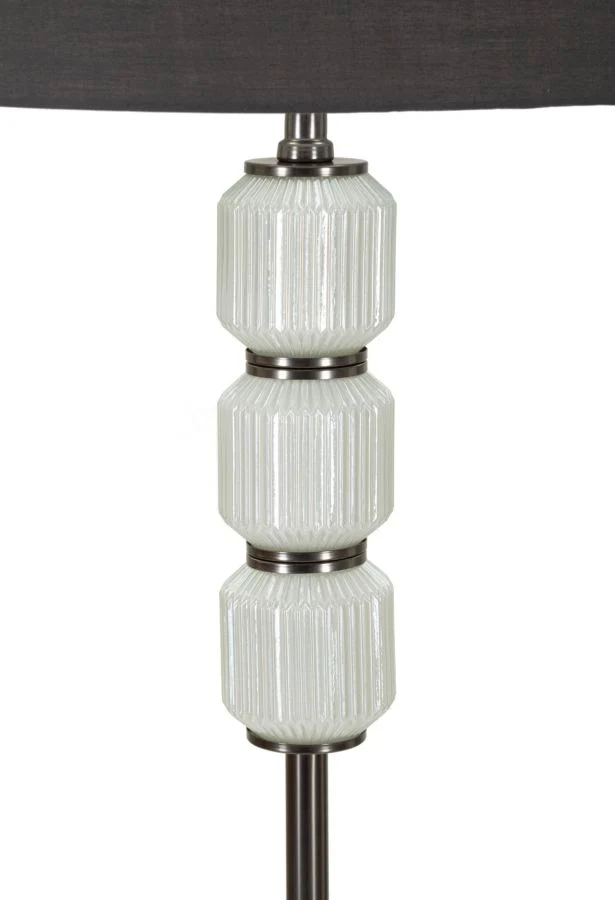 Lampada da Terra Bright One Ø42,5x163 cm in Vetro e Ferro e Tessuto Bianco e Grigio